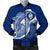 Guam Men's Bomber Jacket Shark Coat Of Arms LT6 Blue - Polynesian Pride