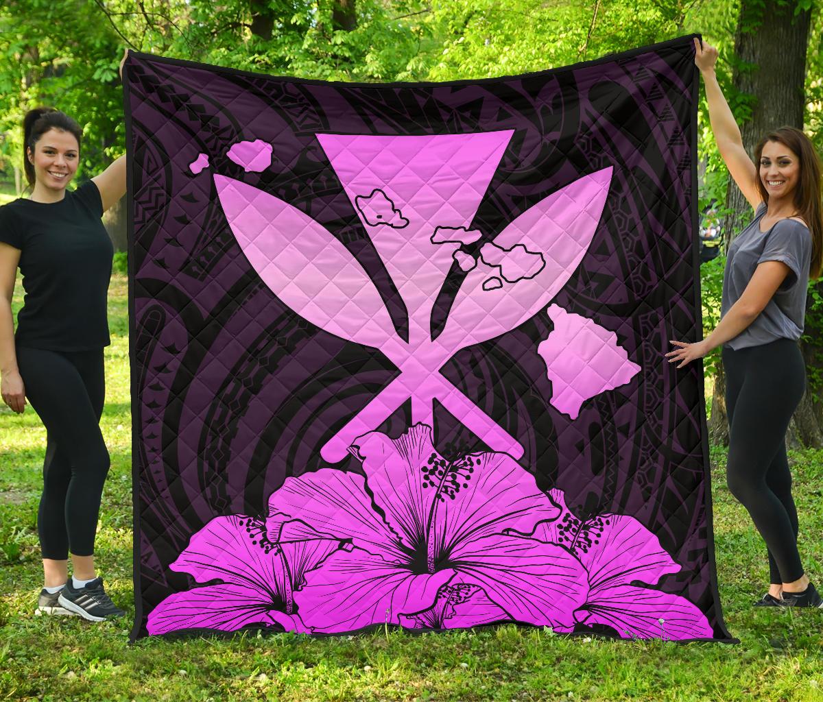 Hawaiian Kanaka Premium Quilt Hibiscus Polynesian Love Pink Pink - Polynesian Pride