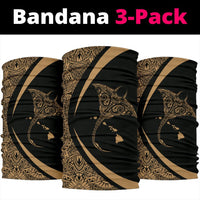 Hawaiian Bandana Manta Ray Map Polynesian Bandana 3-Pack - Circle Style Turquoise - Polynesian Pride