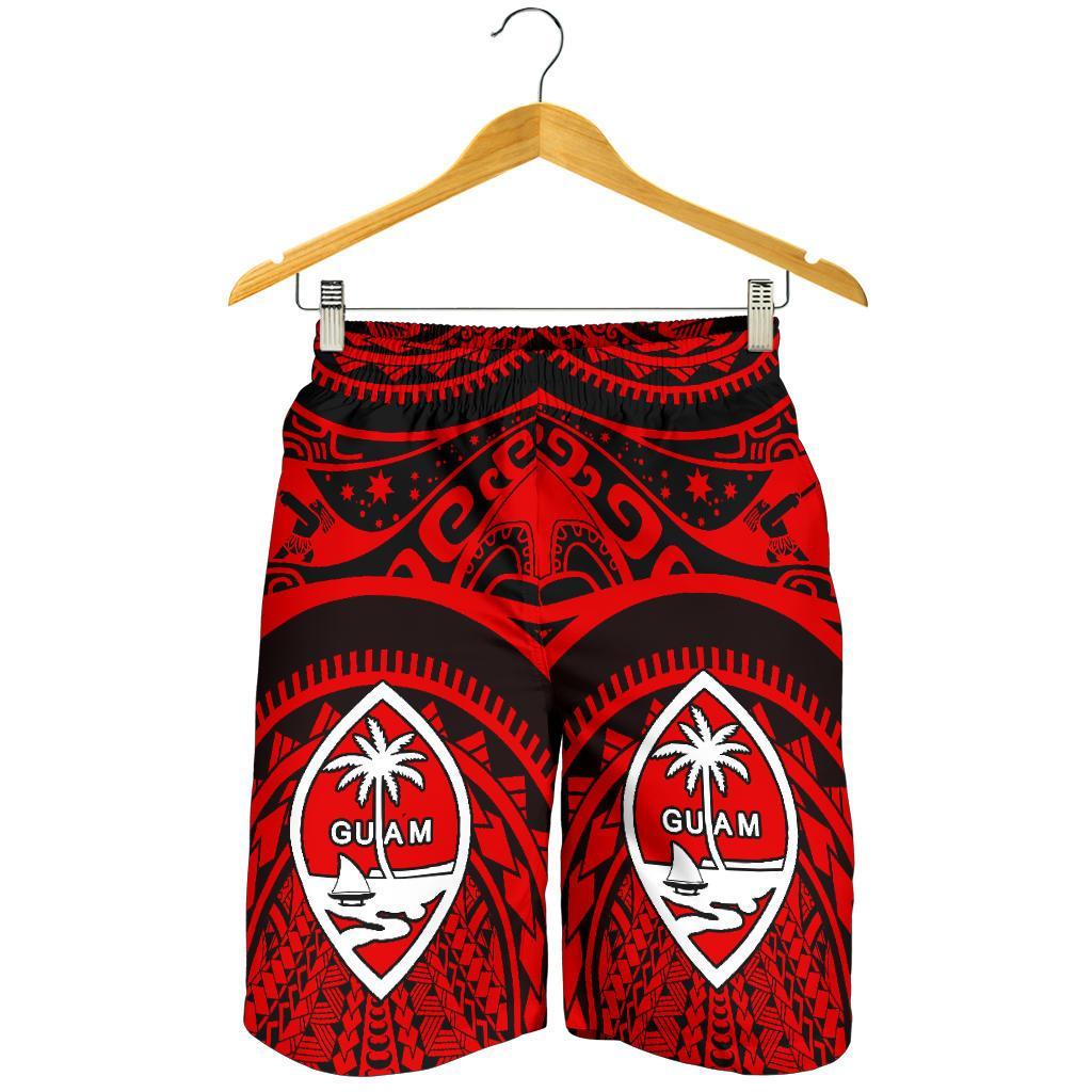 Polynesian Men Shorts - Guam Flag, Seal with Maui Moana Tattoo - Polynesian Pride