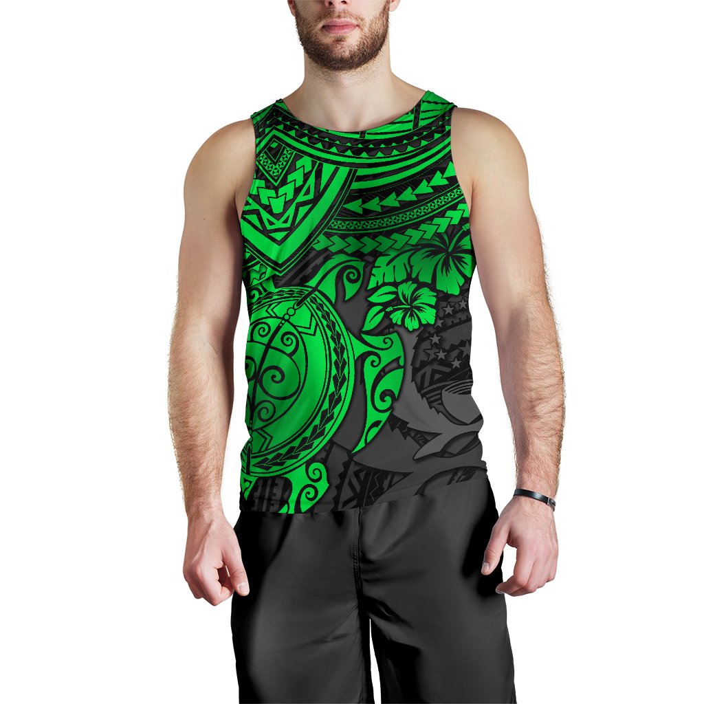 Pohnpei Polynesian Tank Top (Men) - Polynesian Green Turtle - Polynesian Pride