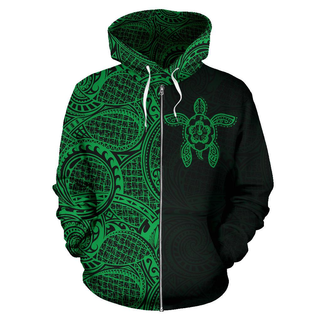 Turtle Hoodie Zip up Polynesian Half Style 01 - Polynesian Pride