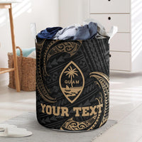 Guam Polynesian Custom Personalised Laundry Basket - Gold Tribal Wave One Style One Size Black - Polynesian Pride