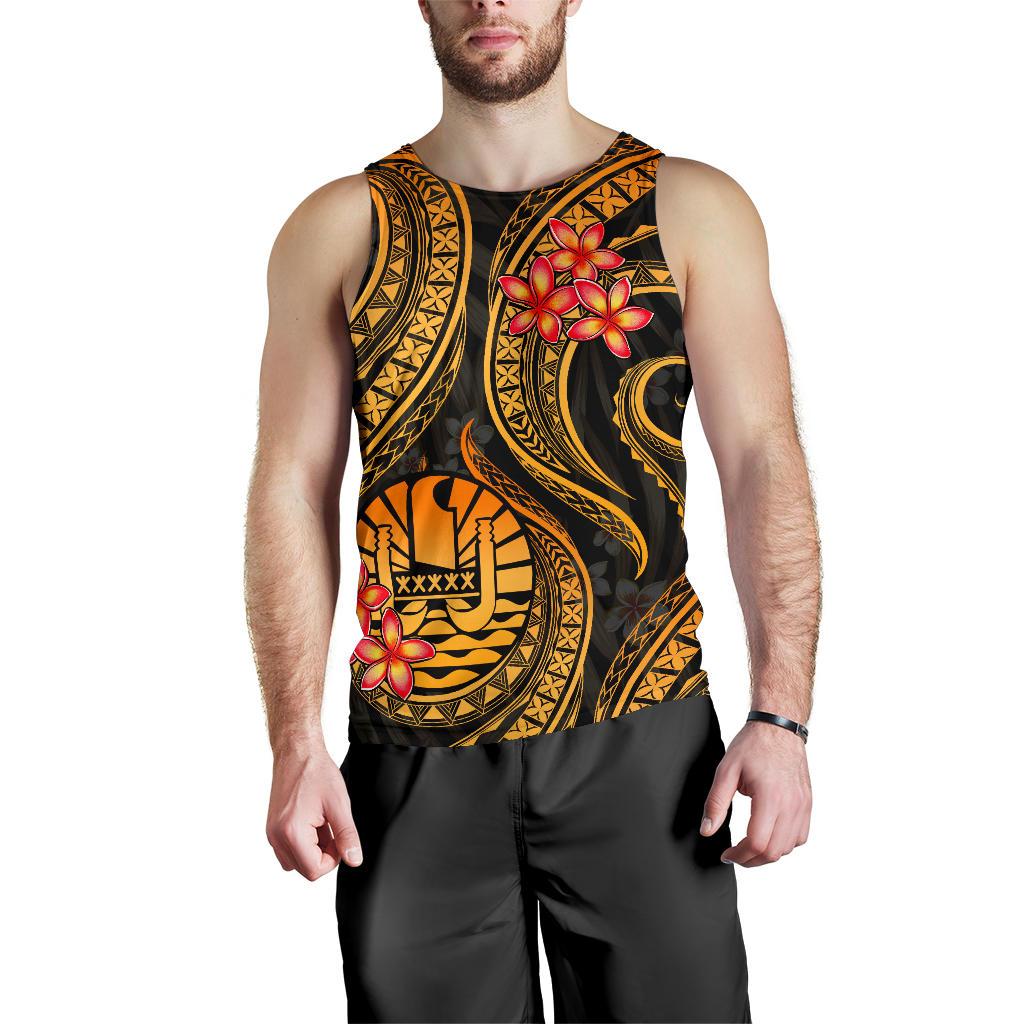 Tahiti Polynesian Men Tank Top - Gold Plumeria - Polynesian Pride