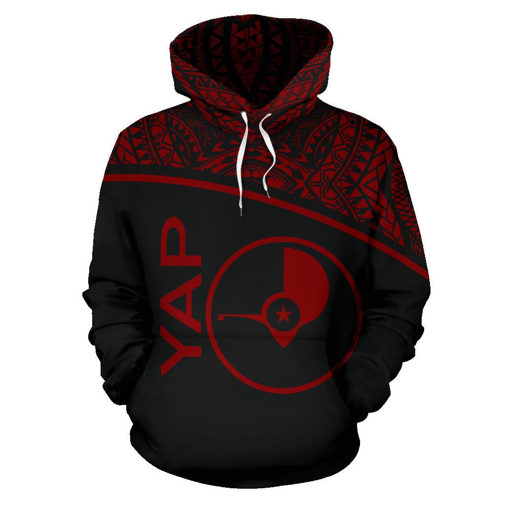 Yap All Over Hoodie Micronesia Curve Red Style - Polynesian Pride