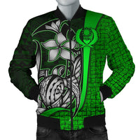 Pohnpei Micronesia Men's Bomber Jackets Green - Turtle With Hook Green - Polynesian Pride