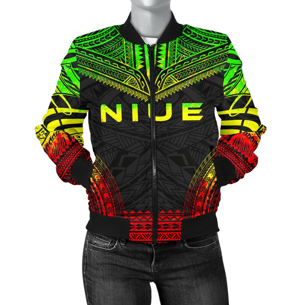 Niue Polynesian Chief Women'S Bomber Jacket - Reggae Version Reggae - Polynesian Pride