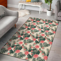 Hibiscus Plumeria Tropical Red Rug Red - Polynesian Pride