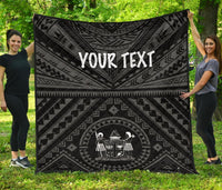 Fiji Personalised Premium Quilt - Fiji Seal With Polynesian Tattoo Style ( Black) - Polynesian Pride