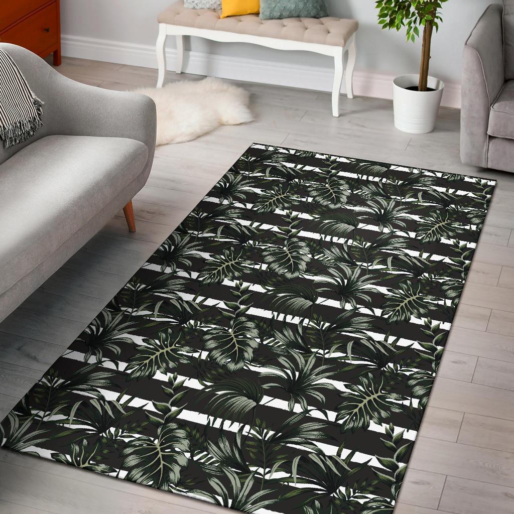 Tropical Line Patttern Rug Black - Polynesian Pride