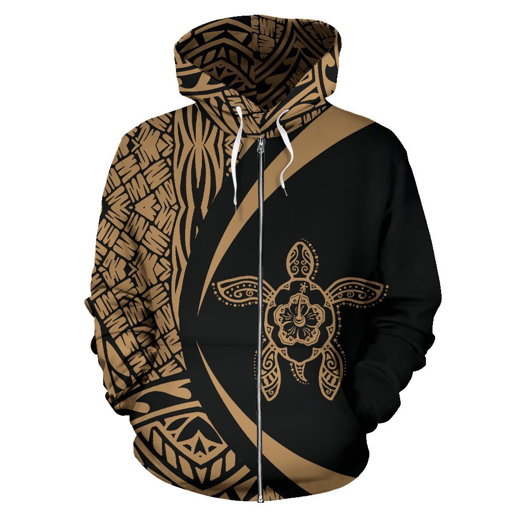 American Samoa Turtle Polynesian Zip up Hoodie Circle Style 03 - Polynesian Pride