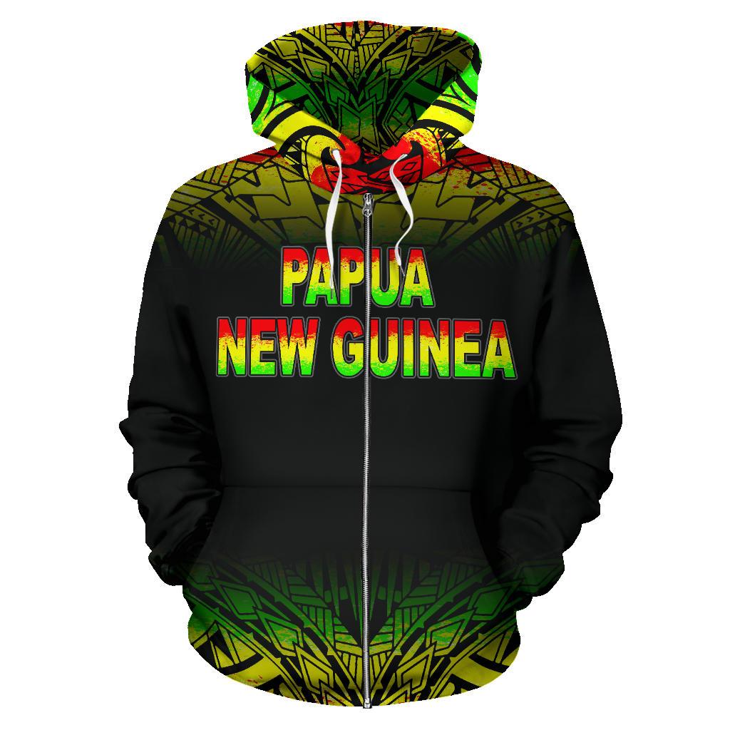 Papua New Guinea Polynesian All Over Zip up Hoodie Reggae Fog - Polynesian Pride
