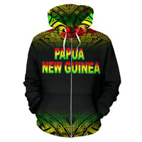Papua New Guinea Polynesian All Over Zip up Hoodie Reggae Fog - Polynesian Pride