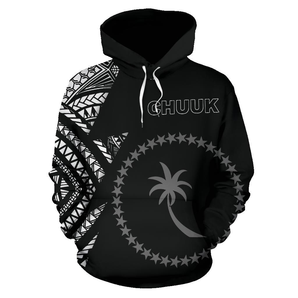 Chuuk Pattern All Over Hoodie Black Style FSM - Polynesian Pride