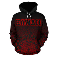 Hawaii Kanaka Polynesian Hoodie Red Neon Style - Polynesian Pride