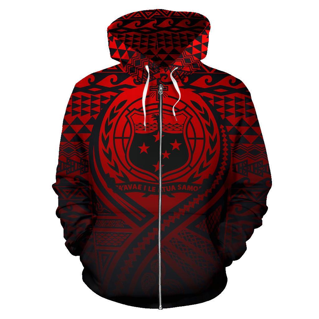 Samoa All Over Zip up Hoodie Lift up Red - Polynesian Pride