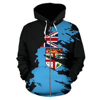Fiji Zip up Hoodie Fiji Flag Painting - Polynesian Pride