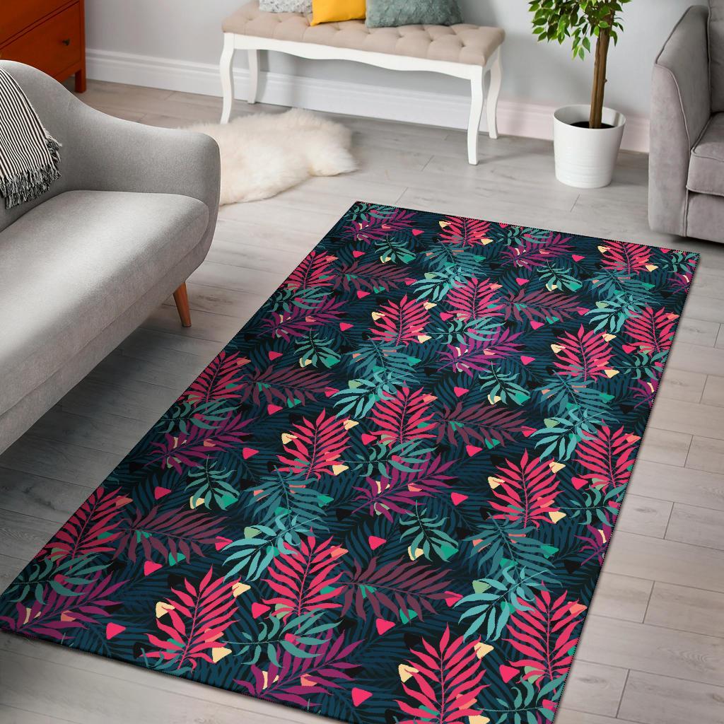 Tropical Pattern Rug Black - Polynesian Pride