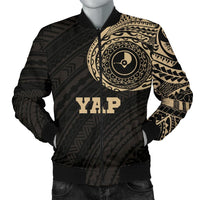 Yap Micronesia Tattoo Men's Bomber Jacket Black - Polynesian Pride