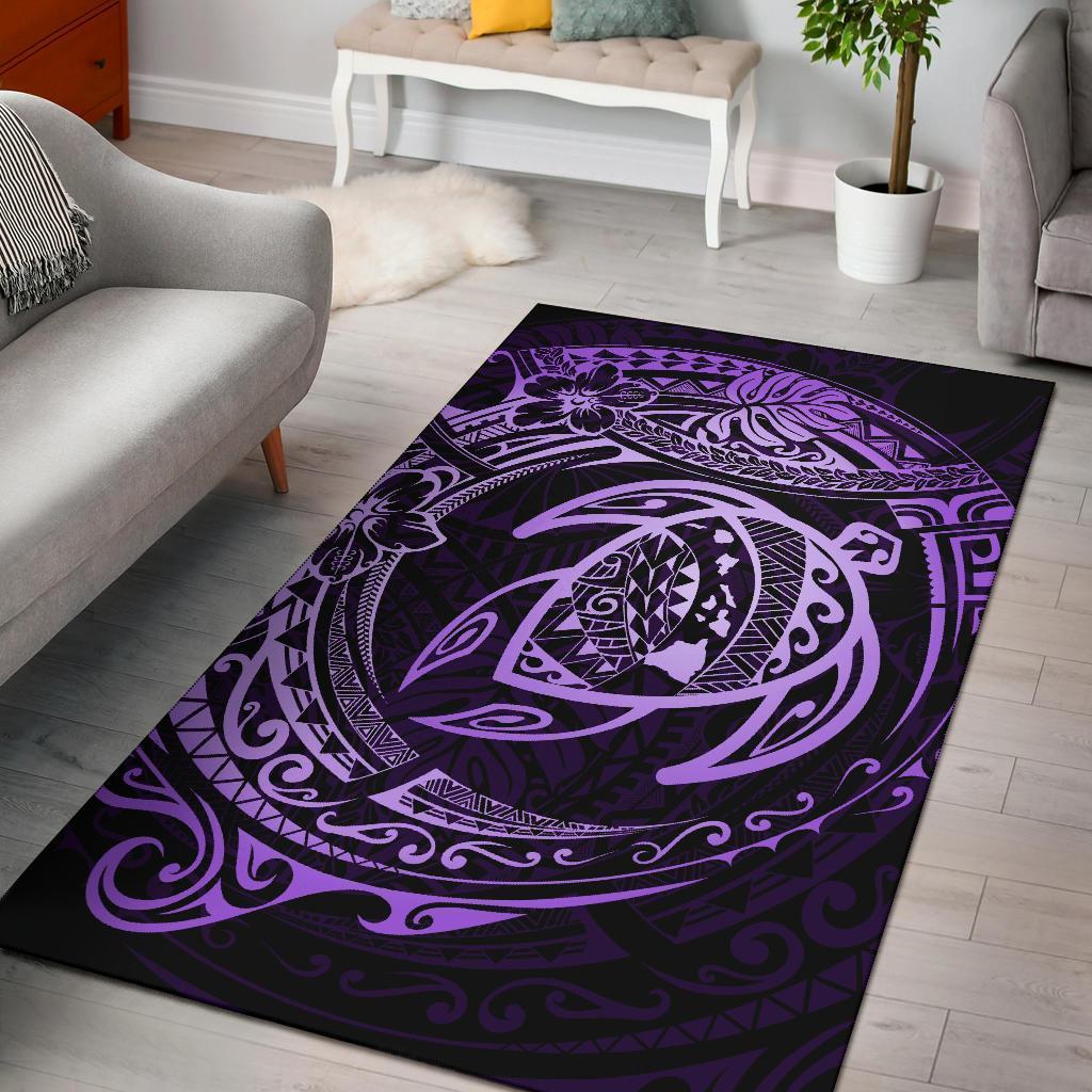 Hawaiian Map Turtle Polynesian Circle Rug AH Rug Purple - Polynesian Pride
