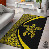 Hawaii Turtle Polynesian Area Rug Circle Style Yellow Yellow - Polynesian Pride