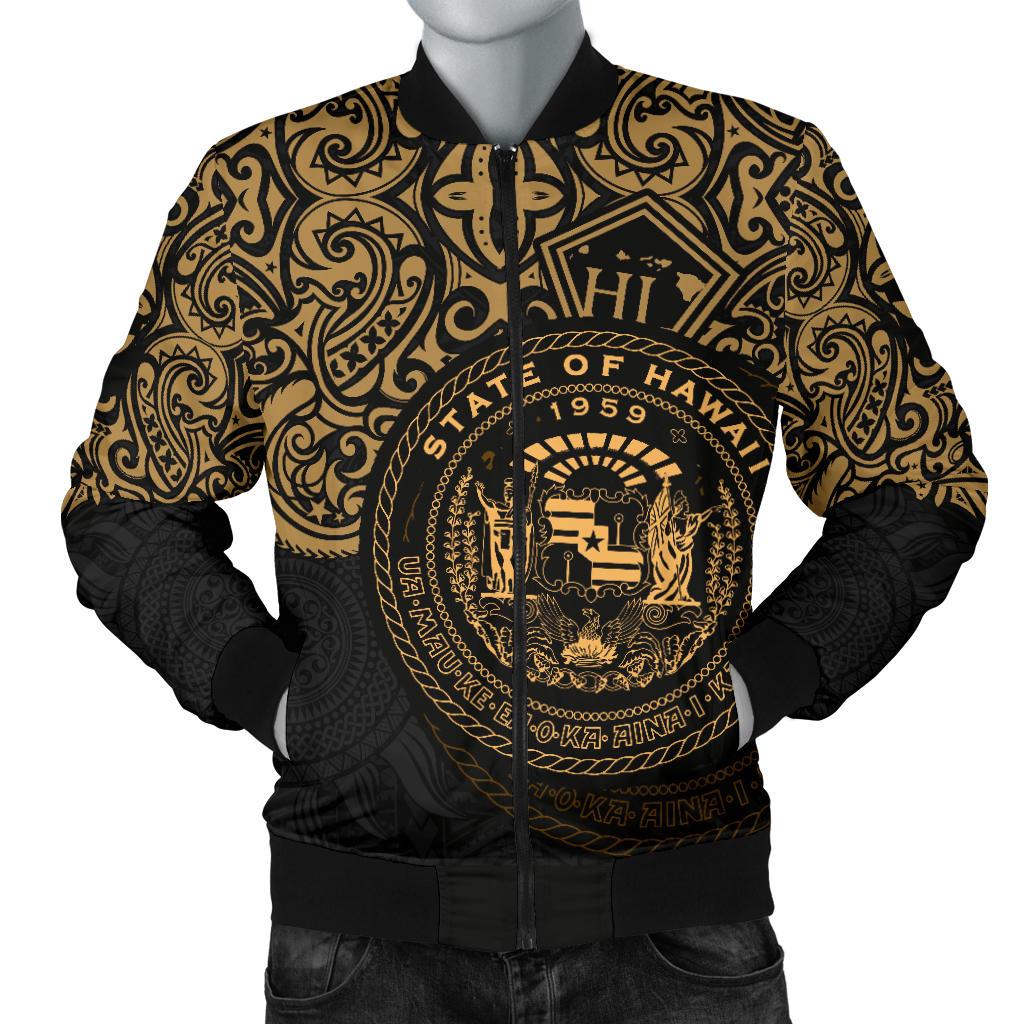 Polynesian Hawaii Bomber Jacket (Men) - Pride of Hawaii Black - Polynesian Pride