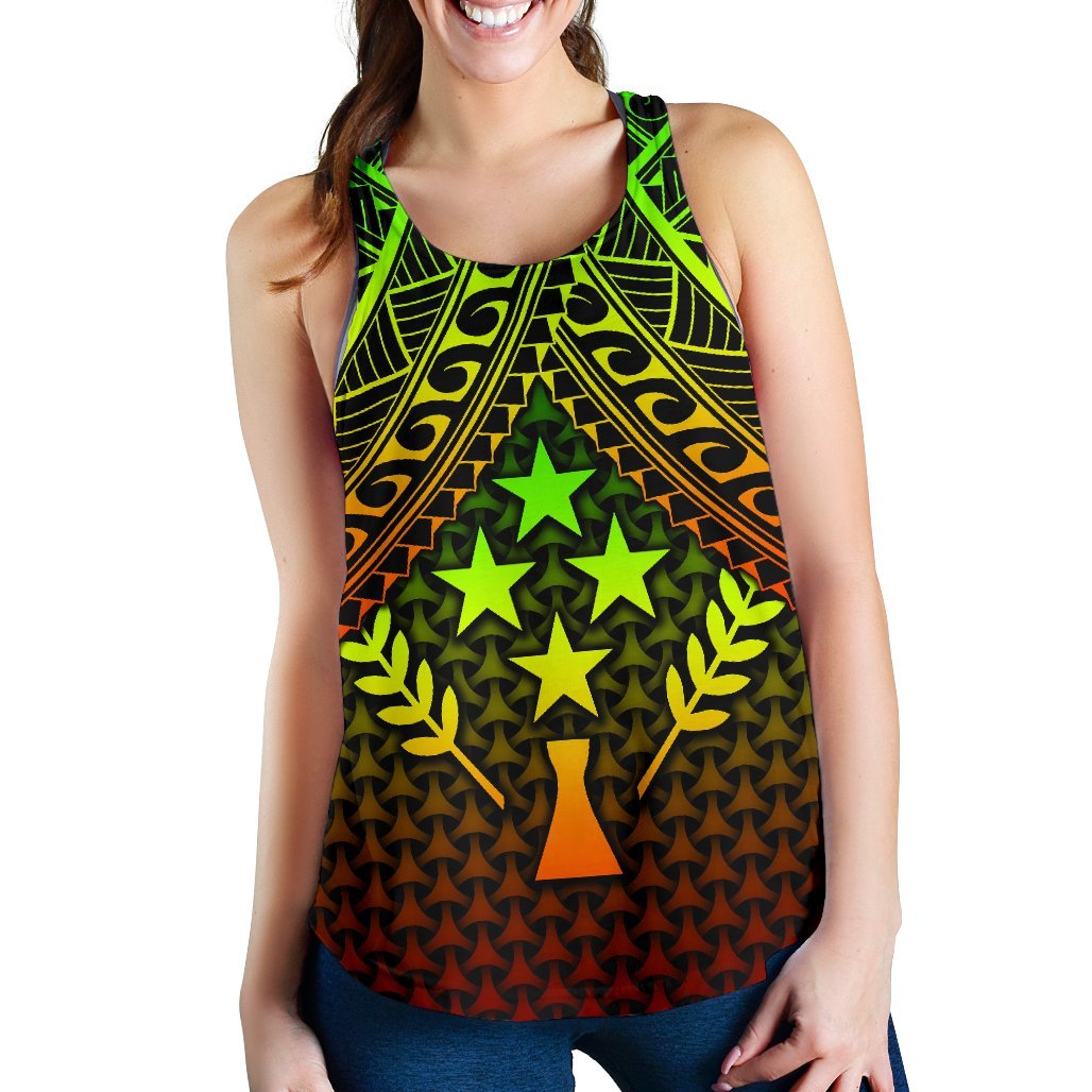 Polynesian Kosrae Personalised Women's Racerback Tank - Reggae Vintage Polynesian Patterns - Polynesian Pride