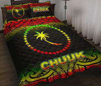 Chuuk Quilt Bed Set - Chuuk Flag Fog Style Reggae Version - Polynesian Pride