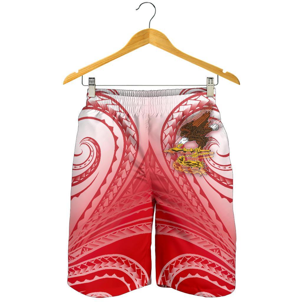 American Samoa Polynesian Men's Shorts - Bald Eagle (Red) - Polynesian Pride
