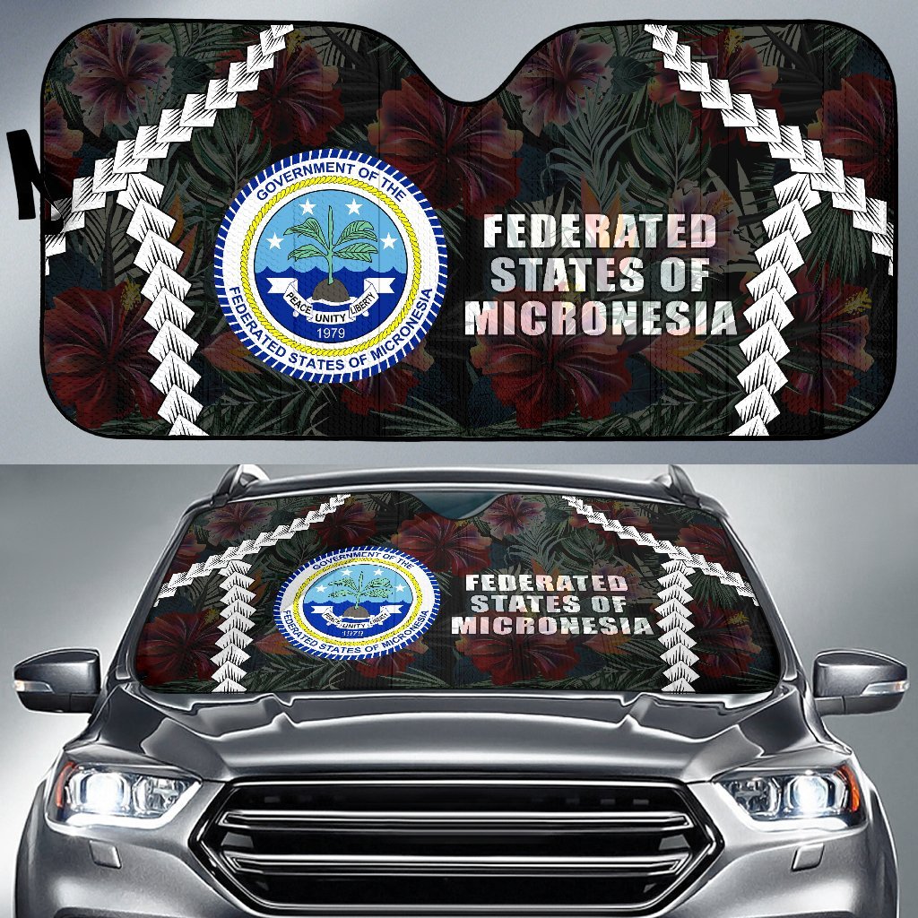 Federated States of Micronesia Auto Sun Shades - Chain Polynesian Auto Sun Shade Universal Fit BLACK - Polynesian Pride
