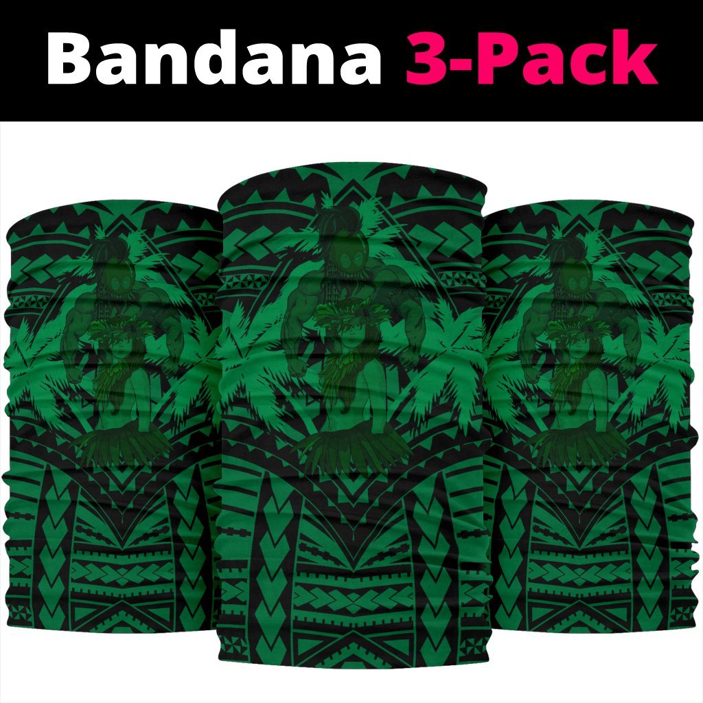 Polynesian Warrior Hula Girl Kanaka Hawaii Anchor Bandana 3 - Pack - AH - Green - Polynesian Pride