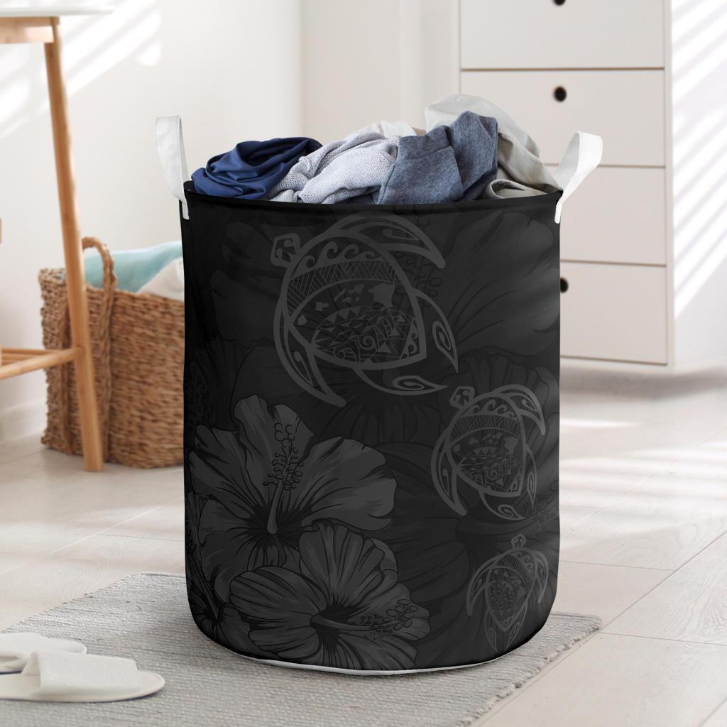 Hibiscus Turtles Hawaii Laundry Basket Grey AH Laundry Basket - 4 One Size Gray - Polynesian Pride