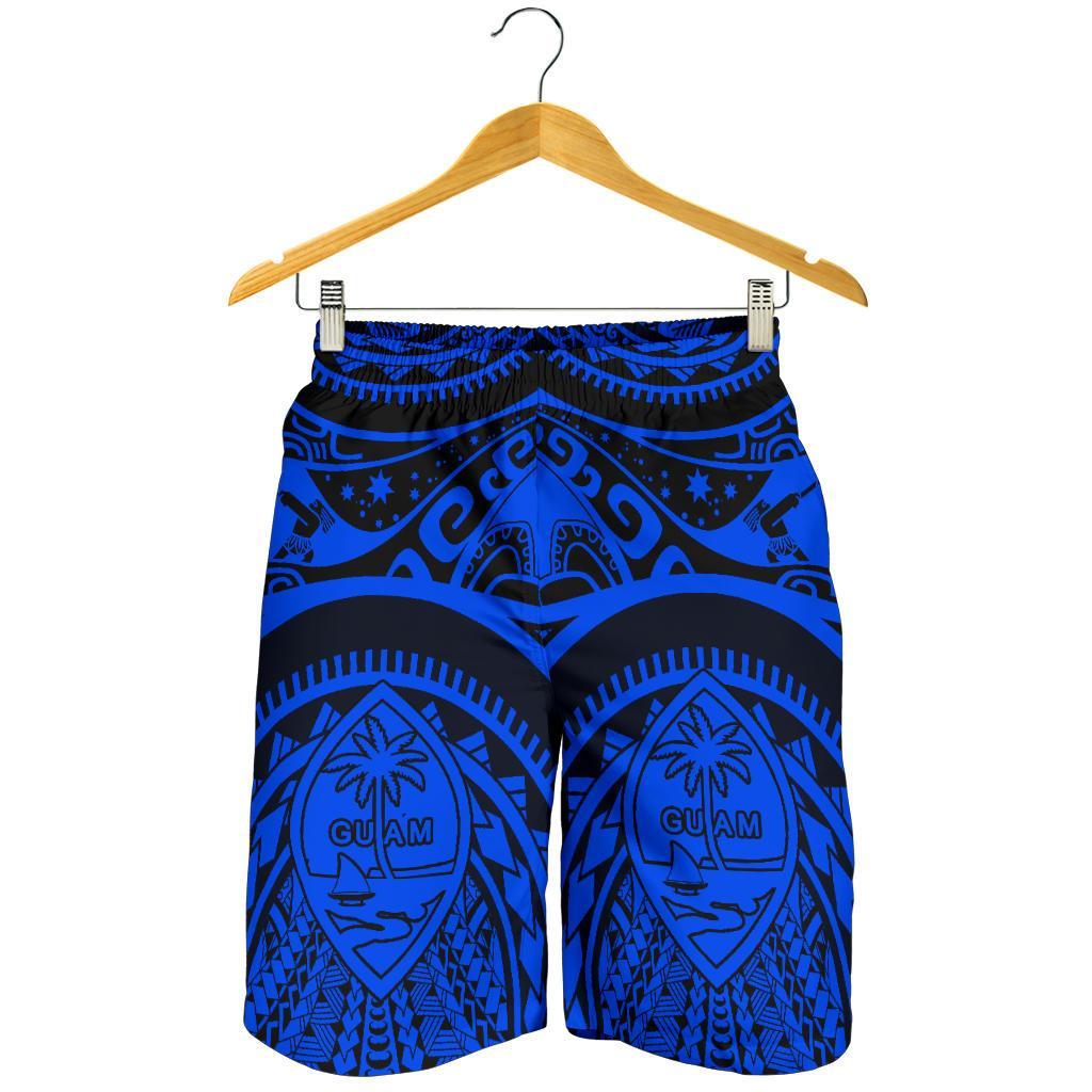 Polynesian Shorts Men - Guam Flag, Seal with Maui Moana Tattoo - Polynesian Pride