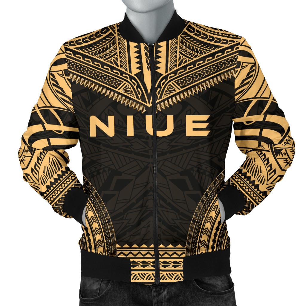 Niue Polynesian Chief Men's Bomber Jacket - Gold Version Gold - Polynesian Pride