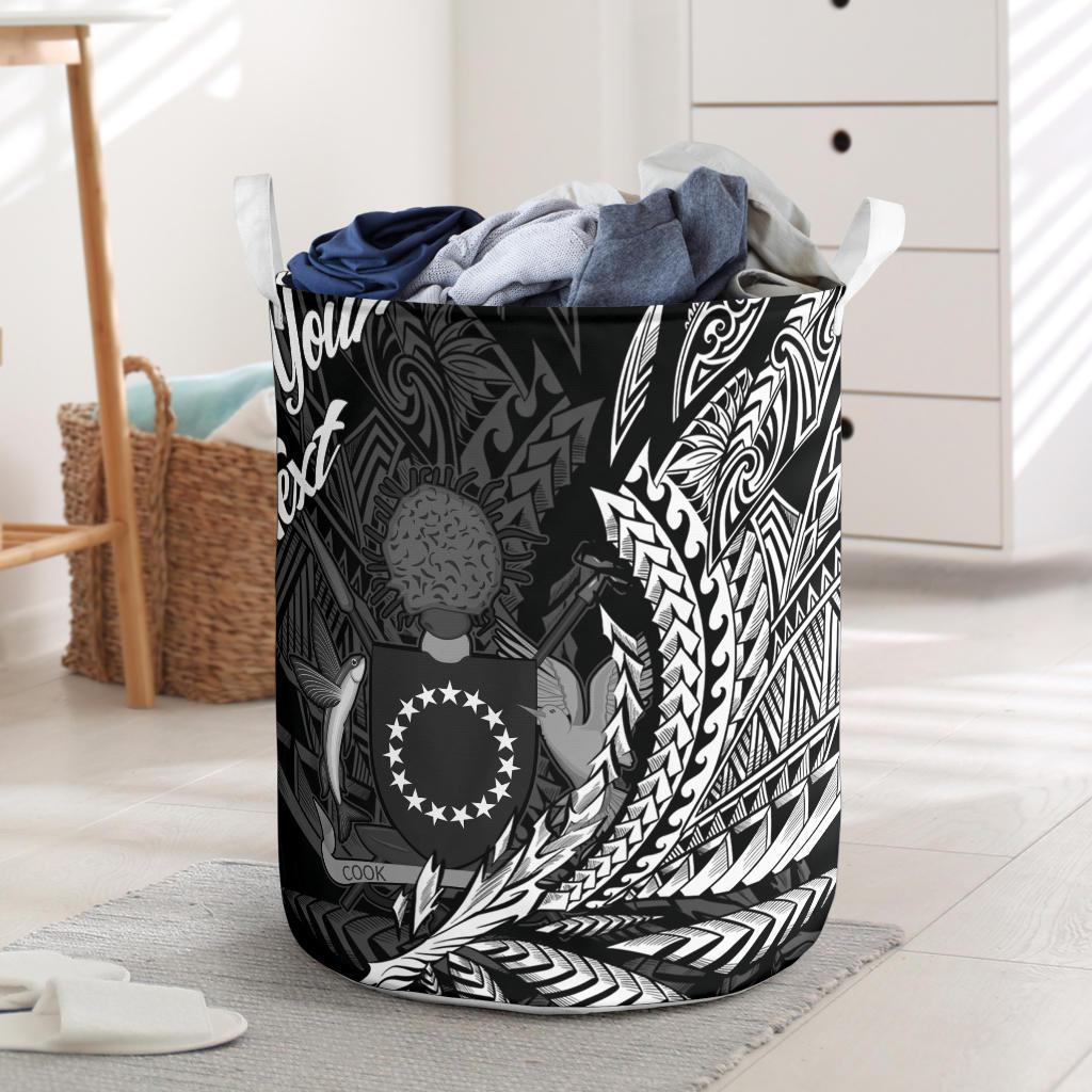 Cook Islands Laundry Basket - Custom Personalised Wings Style Laundry Basket - Cook Islands One Size Black - Polynesian Pride