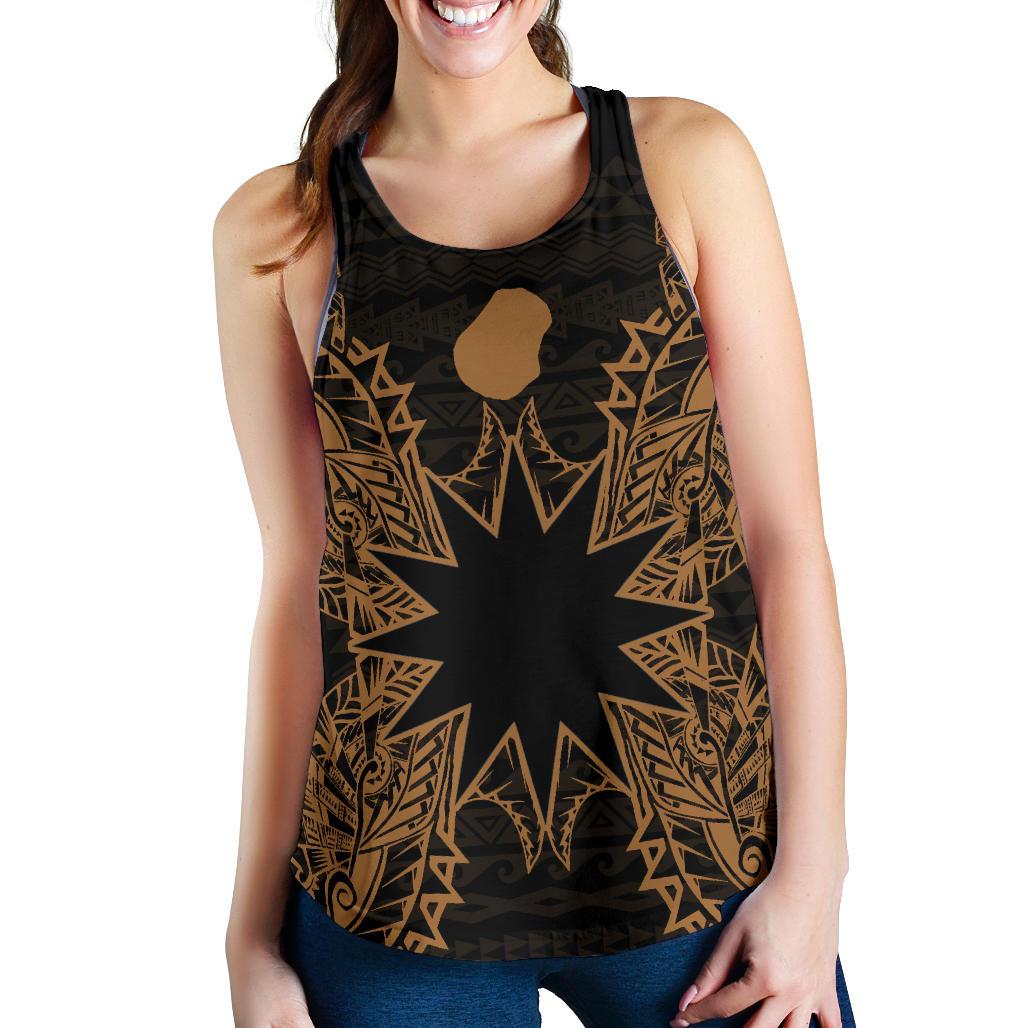 Nauru Polynesian Women Tank Top Map Gold Gold - Polynesian Pride