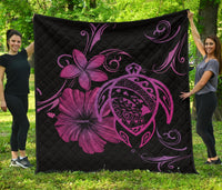 Hawaii Turtle Hibiscus Premium Quilt Pink Pink - Polynesian Pride