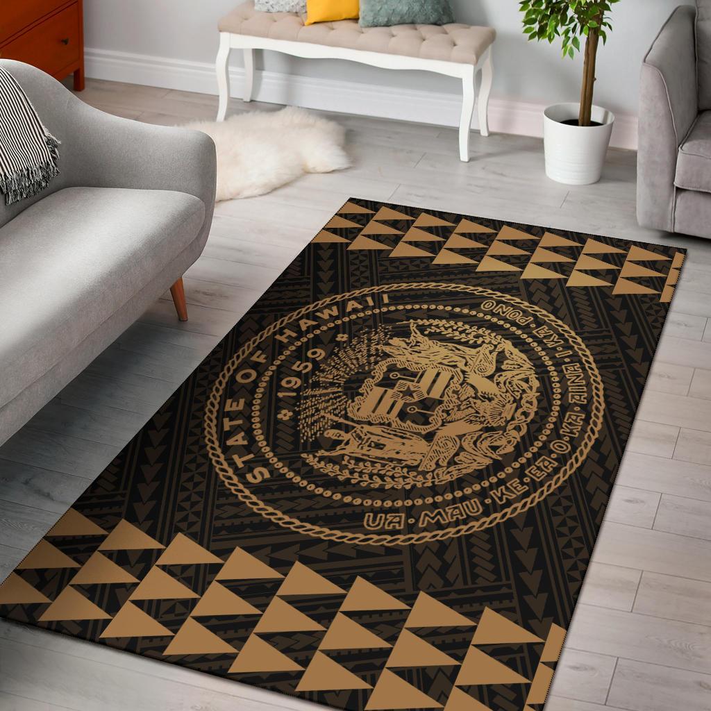 Kakau Seal Of Hawaii Polynesian - Gold Rug Gold - Polynesian Pride