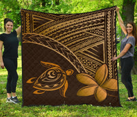 Hawaii Quilt - Hawaii Turtle Plumeria Quilt Brown Brown - Polynesian Pride