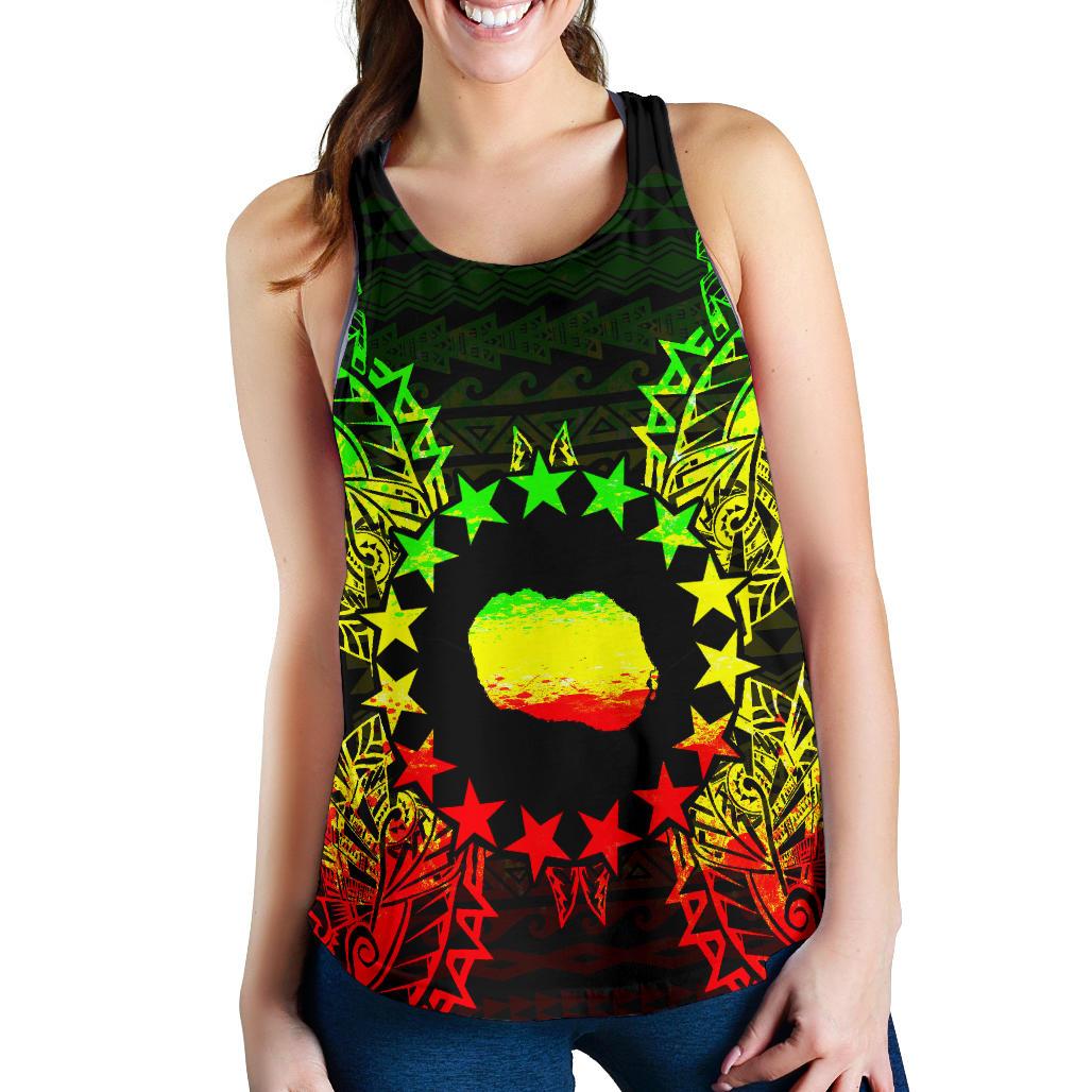 Cook Islands Polynesian Women Tank Top Map Reggae Reggae - Polynesian Pride