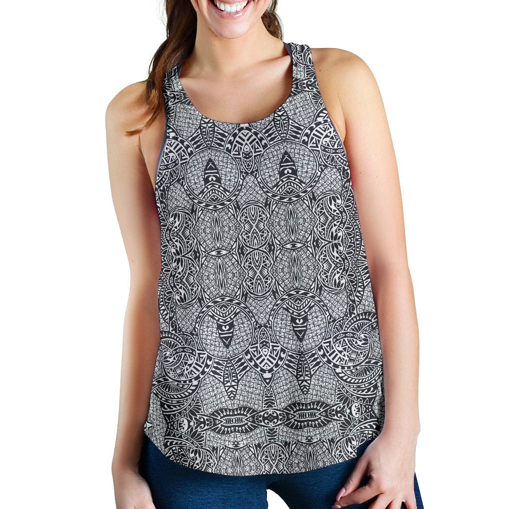 Polynesian Women's Racerback Tank Black And White - Polynesian Pride
