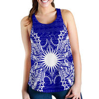 Marshall Islands Polynesian Women Tank Top Map Blue Blue - Polynesian Pride