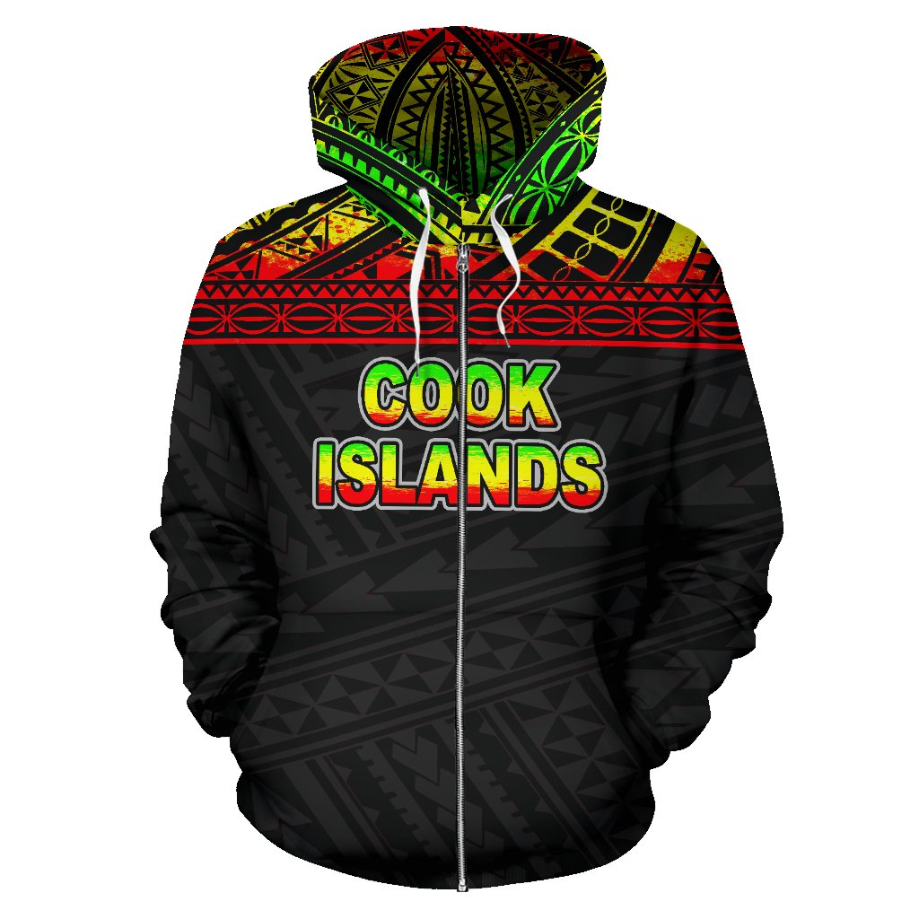 Cook Islands Polynesian Zip up Hoodie Horizontal Reggae - Polynesian Pride