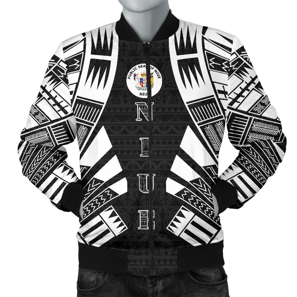 Niue Men Bomber Jackets - Polynesian Tattoo Black Black - Polynesian Pride