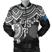 Northern Mariana Islands Polynesian Bomber Jacket (Men) - White Turtle White - Polynesian Pride