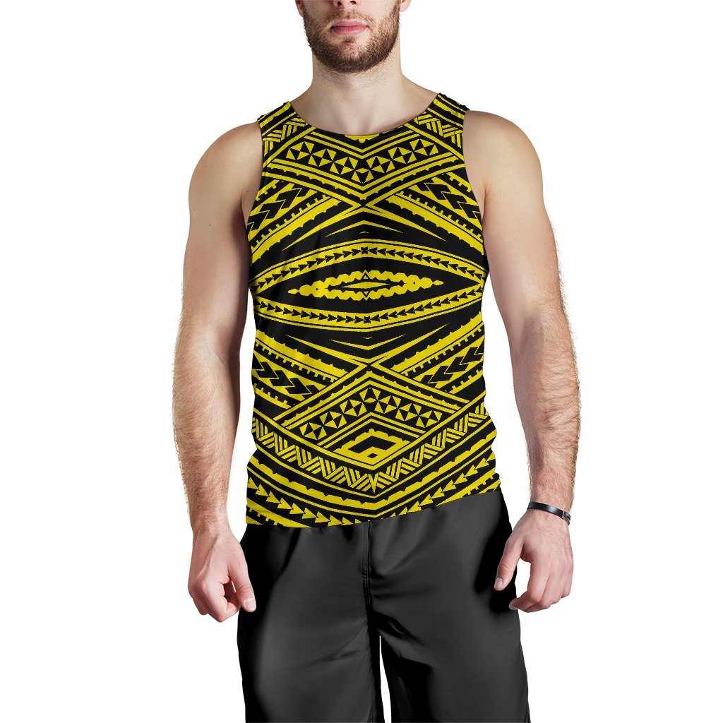 Polynesian Tatau Yellow Hawaii Men's Tank Top Yellow - Polynesian Pride