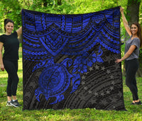 Cook Islands Polynesian Premium Quilt - Blue Turtle - Polynesian Pride