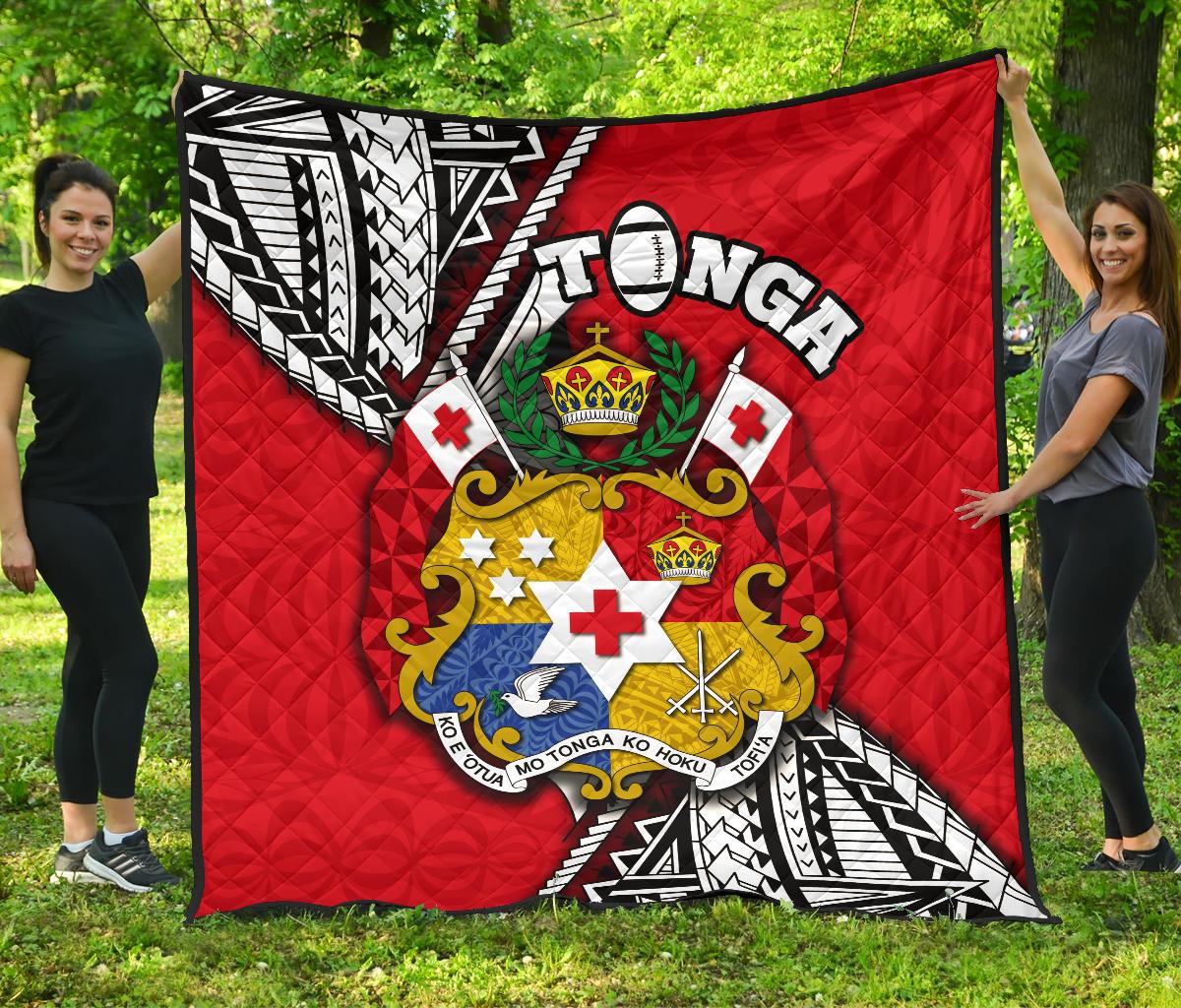 Tonga Rugby Premium Quilt Polynesian Style Pinwheel Red - Polynesian Pride