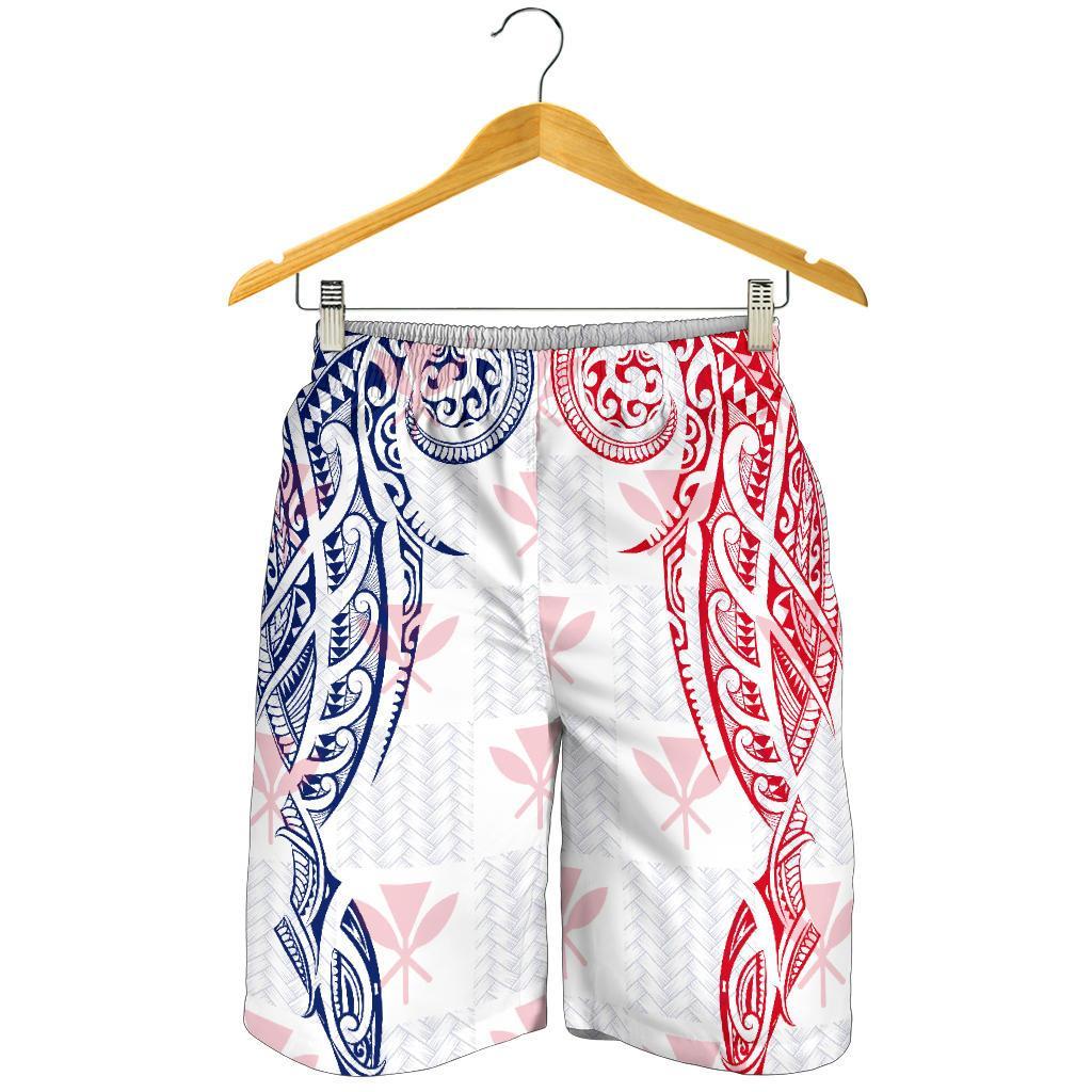 Hawaiian Kanaka Men's Shorts Flag Nation Demodern White AH - Polynesian Pride