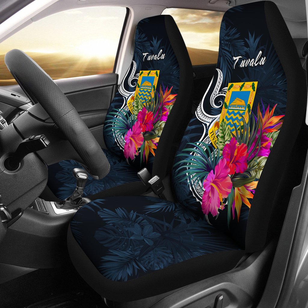 Tuvalu Polynesian Car Seat Covers - Tropical Flower Universal Fit Blue - Polynesian Pride